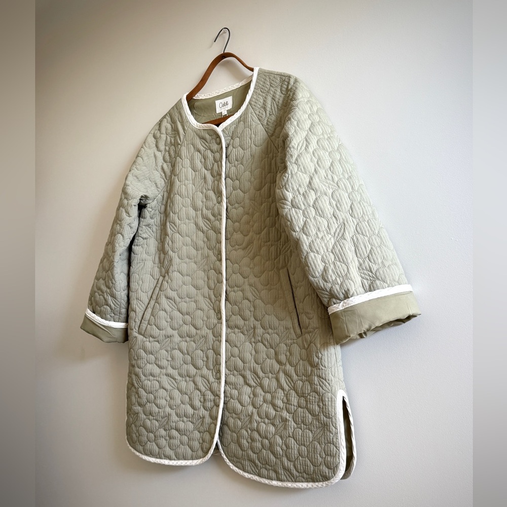 NWT Oddi Frosted Sage Floral Quilted Crewneck Tent Coat Jacket - Picture 6 of 9